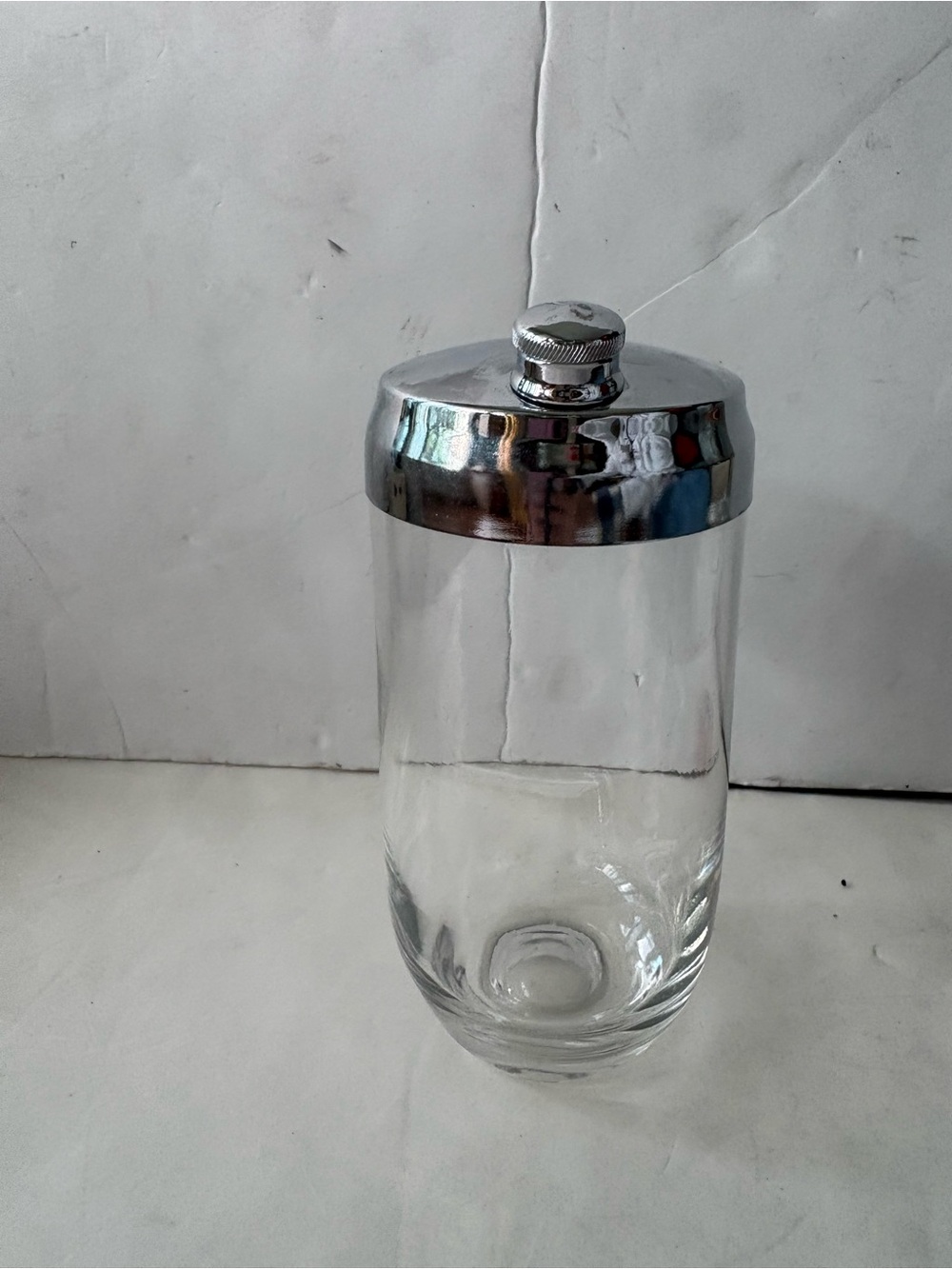 Vtg Clear Glass & Chrome Cocktail Martini Shaker